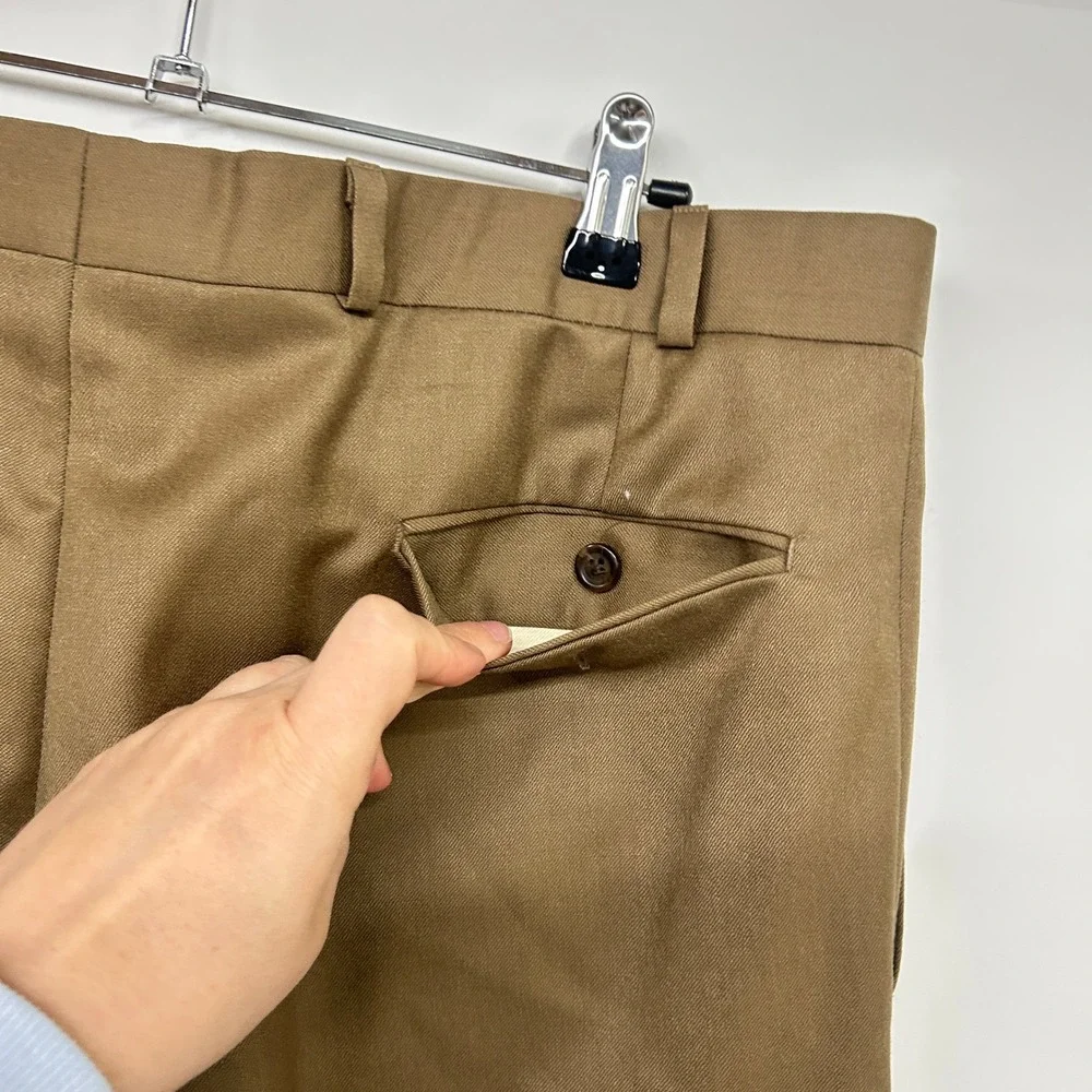 VTG Chaps Ralph Lauren‎ Pleated Wool Trousers 36 Brown Dark Academia Old Money